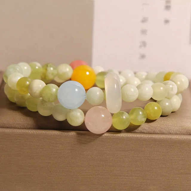 Natural Green Milk in water Double Ring Bracelet Women's Light Luxury Double Circle Green - Shop at LoveMi