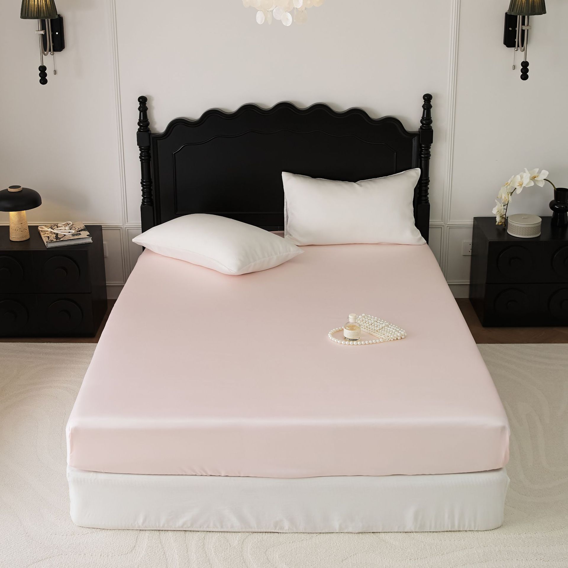 Cooling Solid-color Pillowcase Single Bed Sheet And Fitted Sheet