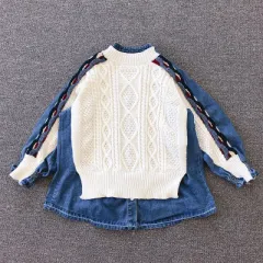 Women's Fashion Versatile Top Knitwear - Denim White - View 1