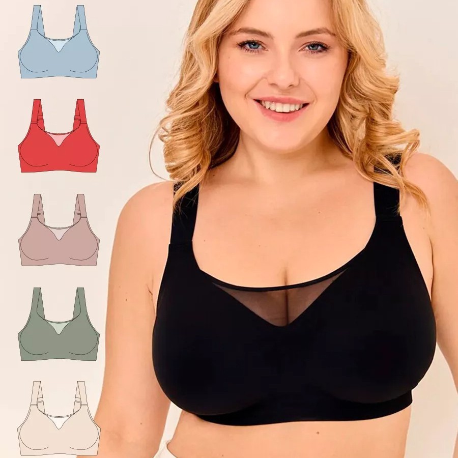 Seamless Large Bust Friendly Push Up Bra With Underarm Control Wireless Jelly Gel Padded Womens Lingerie for sale on BNS