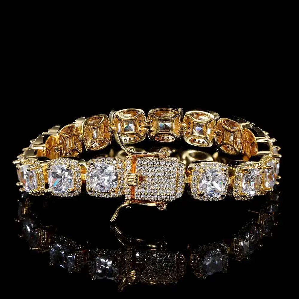 10mm Men's Rock Candy Bracelet Copper Micro Inlay Square Zircon