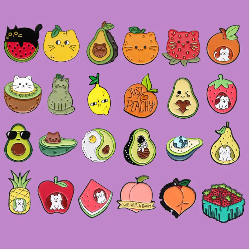 Creative Cartoon Colorful Fruit Cute Metal Brooch