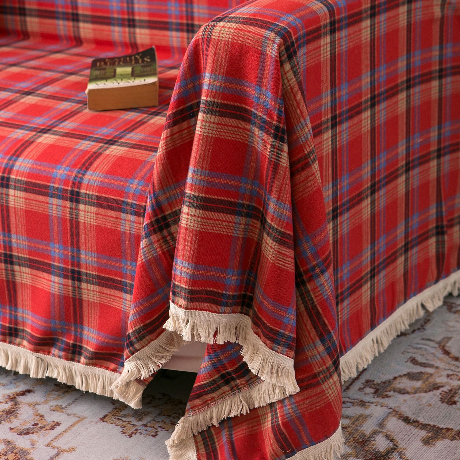 Multifunctional Tassel Sofa Cover For Christmas