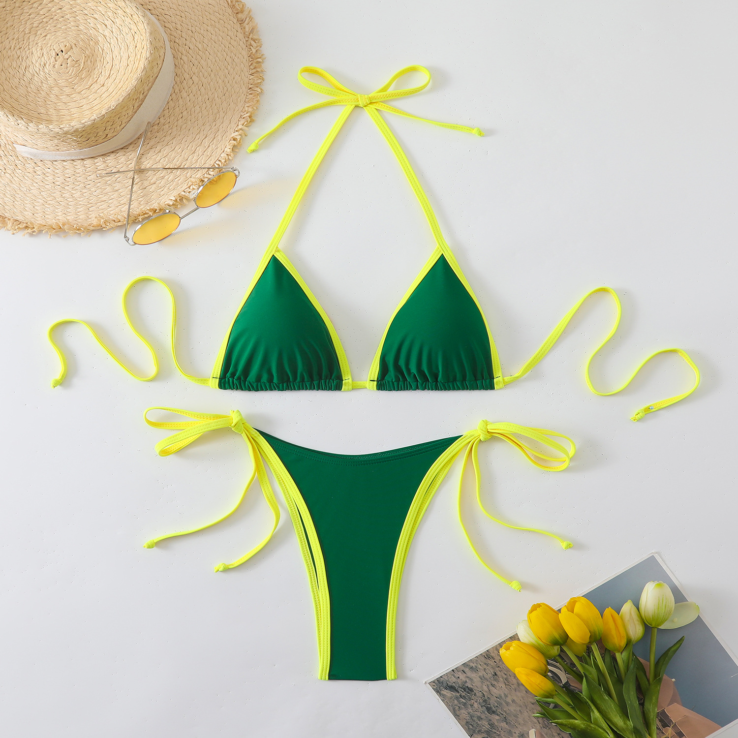 Sexy Solid-Color Lace-up Sassy Bikini