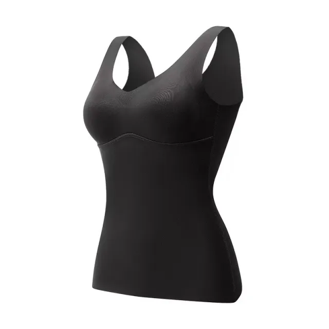 Seamless Thermal Vest Women's Self heating Underwear With Chest Pad Black - Shop at LoveMi