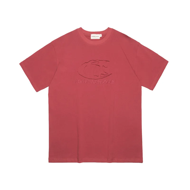 Paste Cloth Embroidery Couple New Short Sleeve - Red