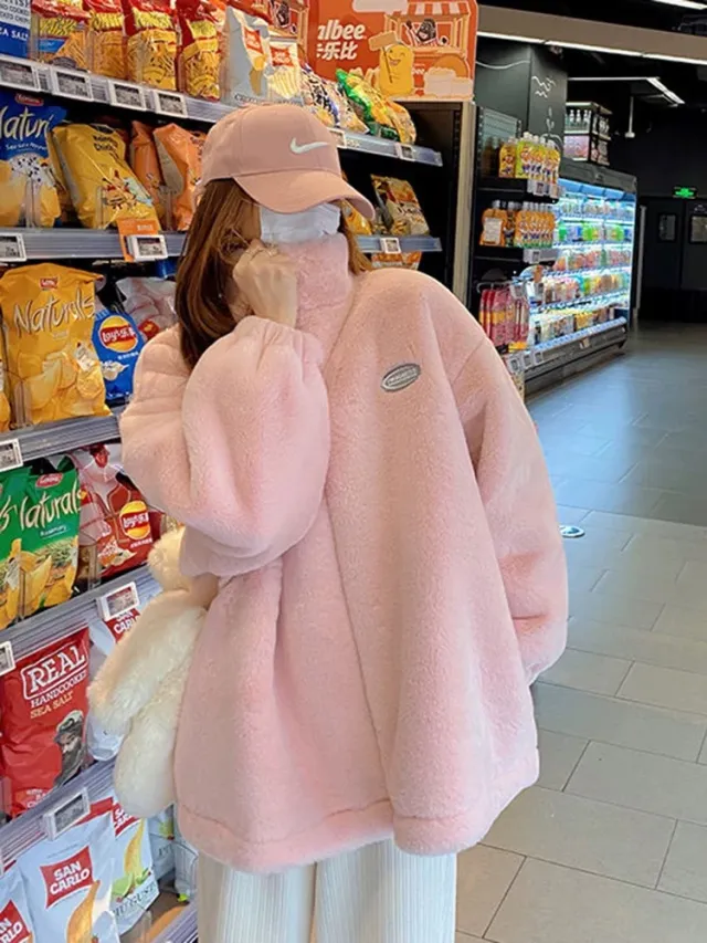 Green Rabbit Fur Classic Style Occupied Short Coat Pink Elastic Blue Label - Shop at LoveMi