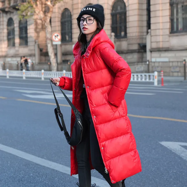 Women's Medium Length Slim Down Jacket Red - Shop at LoveMi