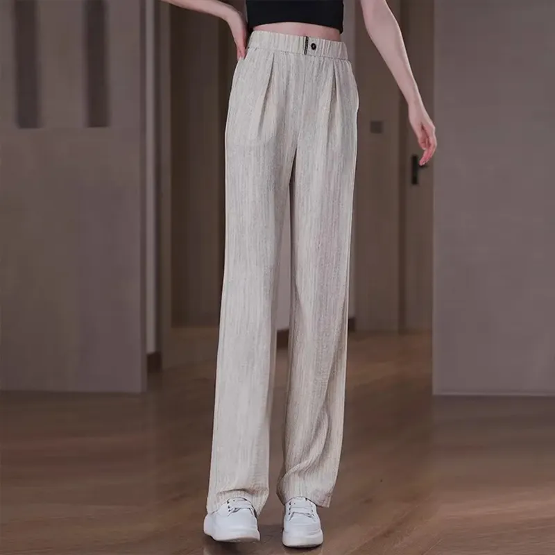 Draping Ice Silk Straight-leg Pants Women's Slimming Plus Size Fashion
