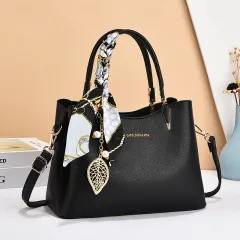 Women's Portable Shoulder Fashion Messenger Bag - Black - View 1