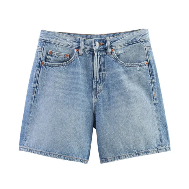 Summer European And American Style Initial Color Mid Waist Casual Denim Shorts Dark Xs - Shop at LoveMi