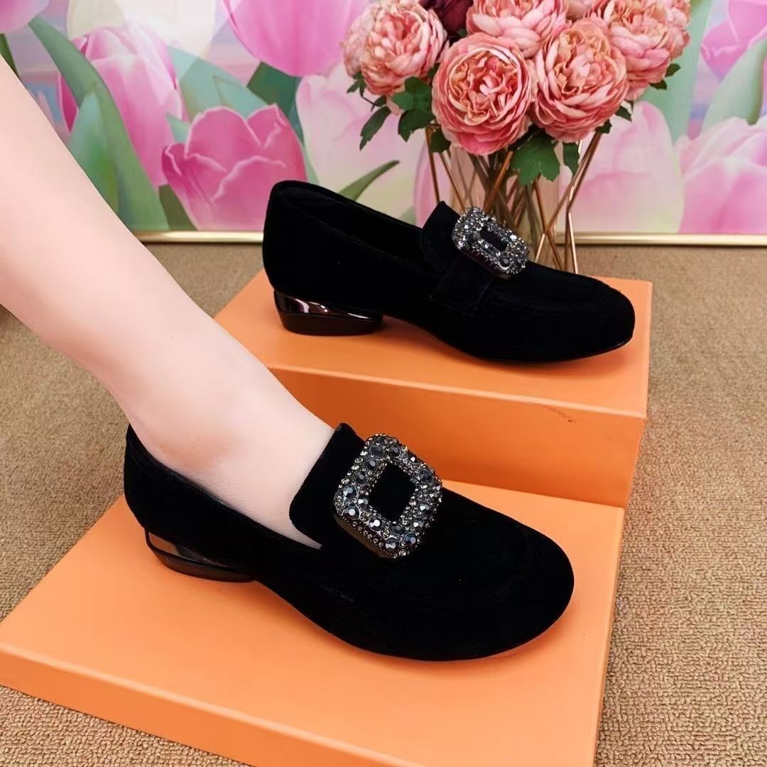 Rhinestone Low Heel Pumps