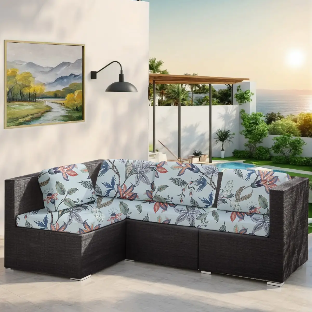 New Rainforest Leaf Sofa Seat Cover Solid Color Stretch Dustproof Printed Sofa Cover