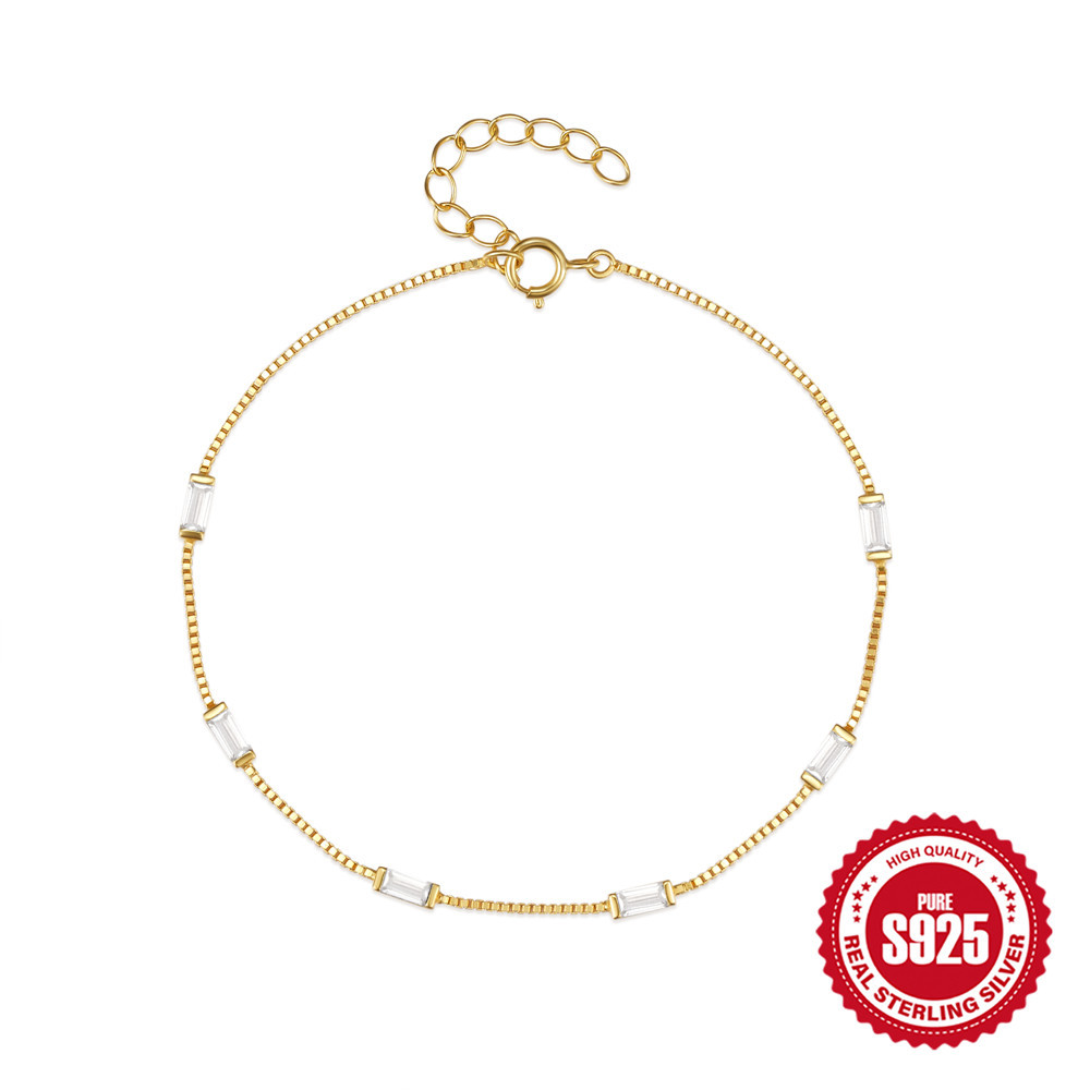 Sterling Silver Light Luxury And Simplicity Blue Zircon Bracelet