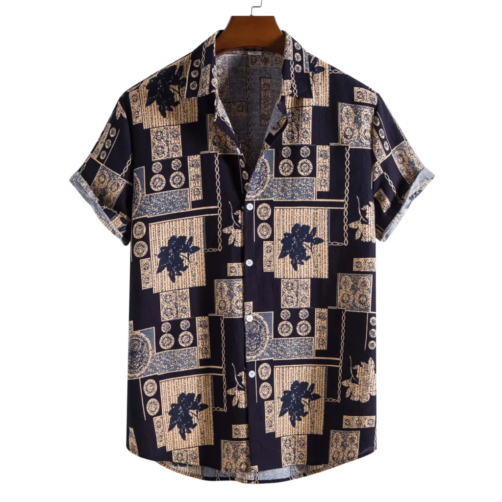 Plus Size Men's Fashion 3D Digital Printing Top - 2 Colors-M
