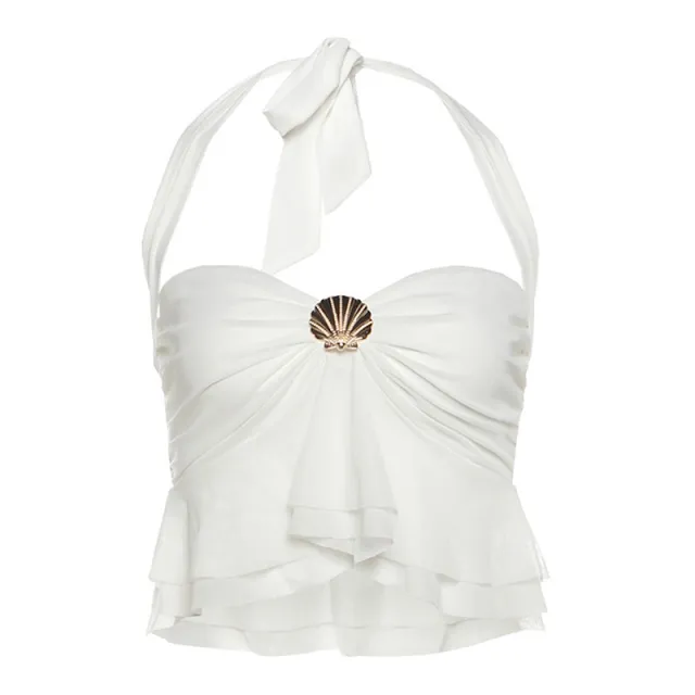 Women's Pure Metal Shell Button Vest Top White - Shop at LoveMi