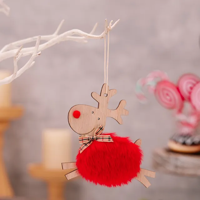 Christmas Wooden Elk Ornaments Red Lamb Red - Shop at LoveMi