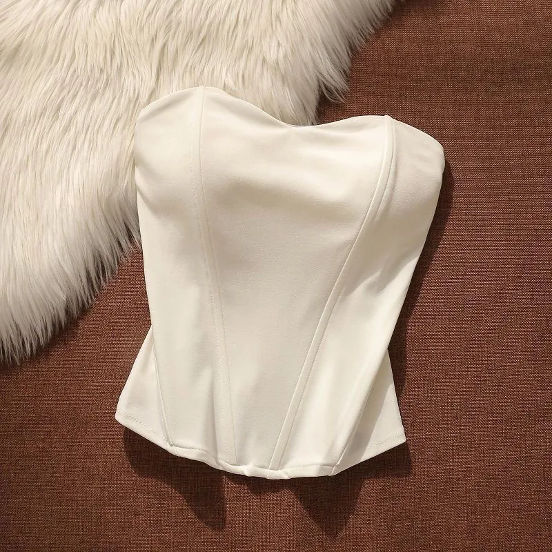 Shapewear Fishbone Wrap-around Vest For Women With High Waist And Built-in Bra - White