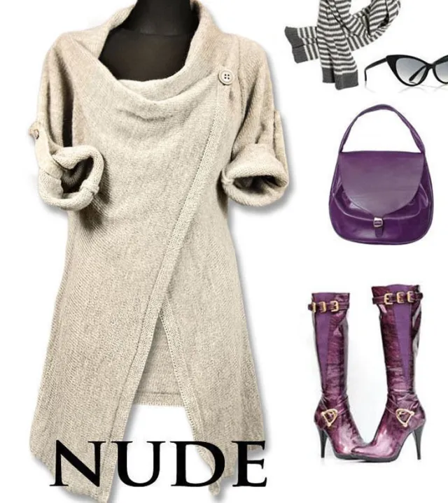Women's Cardigan Sweater Irregularity Coat Beige - Shop at LoveMi