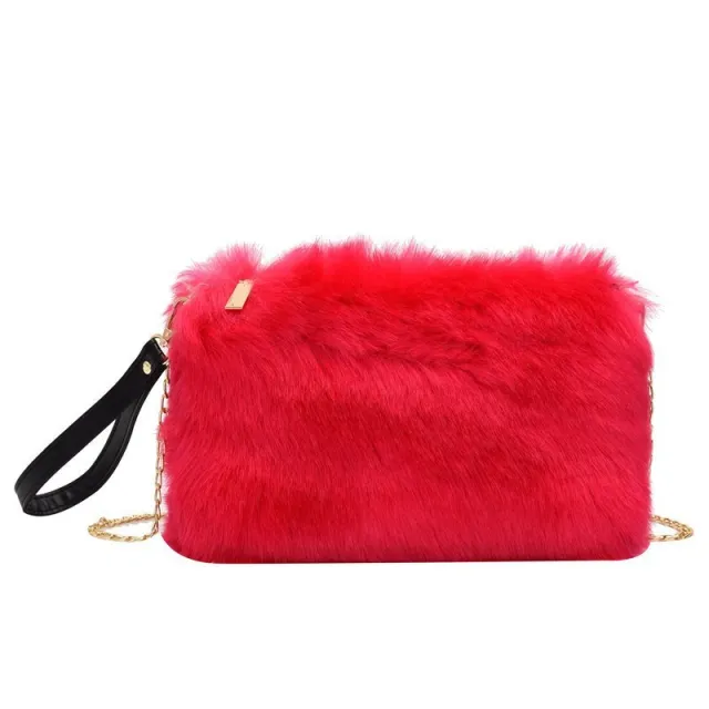 Women's Fashion All matching One shoulder Crossbody Chain Plush Bag Rose - Shop at LoveMi