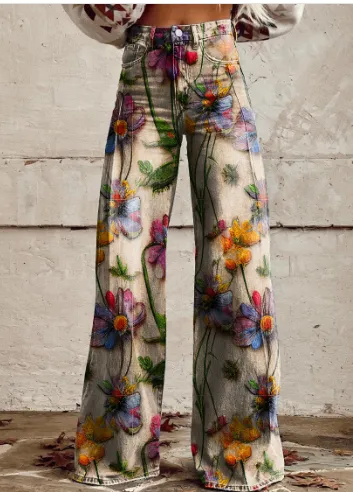 Thin Faux Denim Wide leg Pants Awp1A242611A - Shop at LoveMi