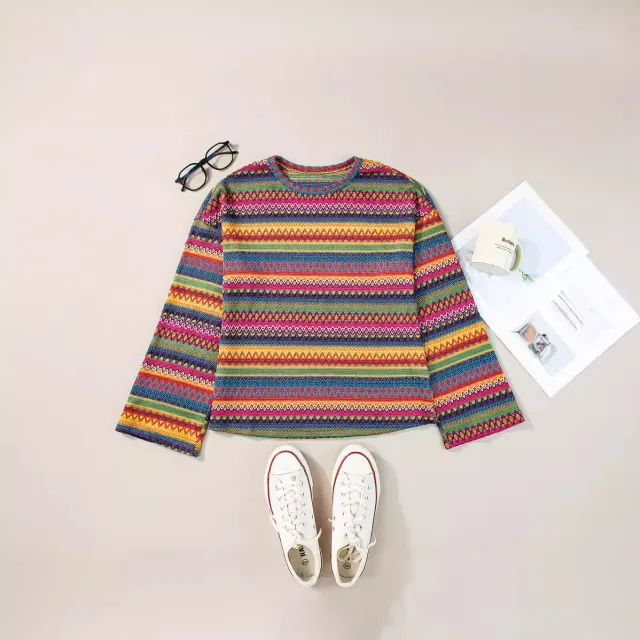 Color Striped Long sleeved Top Women Color - Shop at LoveMi