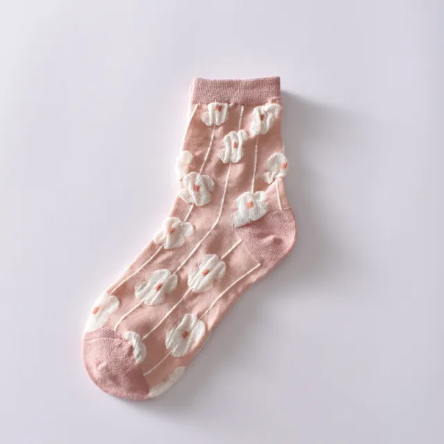 Cotton Pink Autumn And Winter Socks Women's Mid calf Korean Style No 6 - Shop at LoveMi