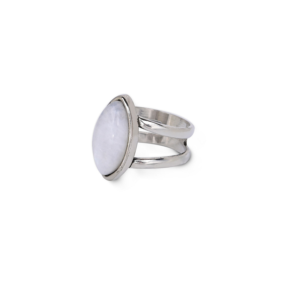 Simple Vintage Olive-Shaped Moonstone Ring For Women