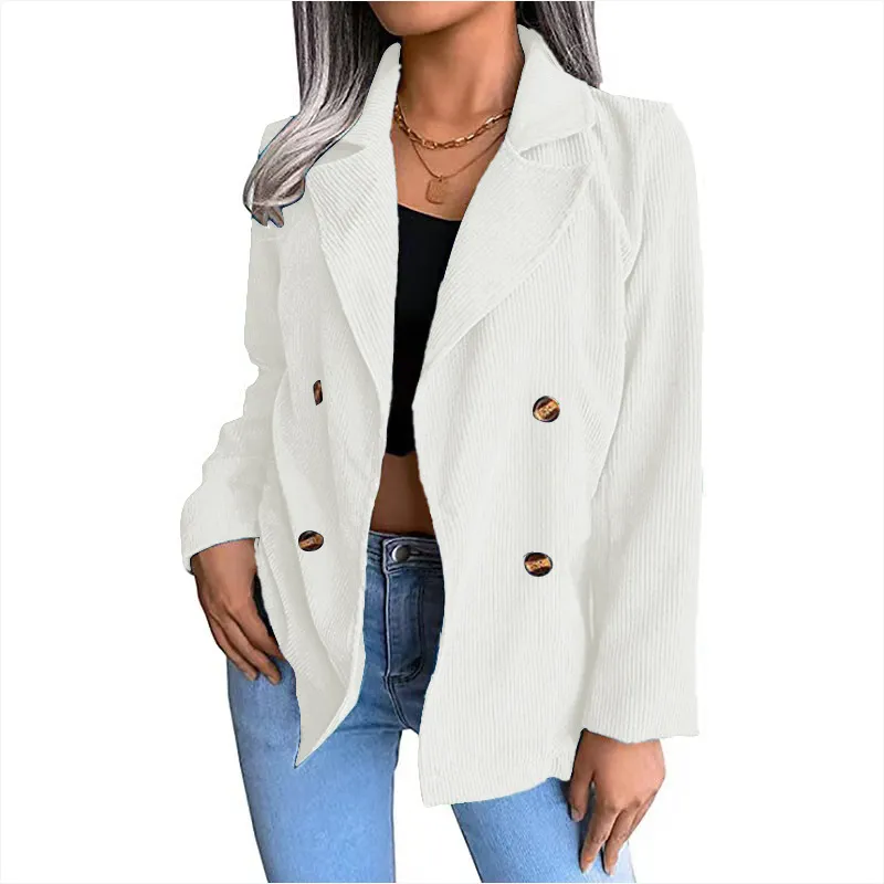 European And American Women's Clothing Corduroy Suit - White
