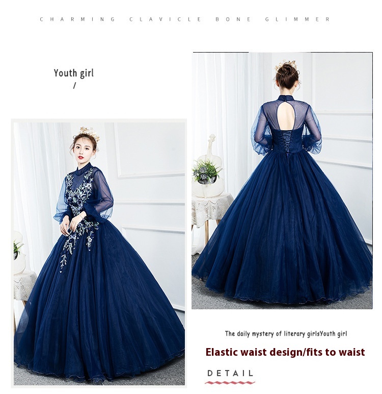 Long-Sleeve Mesh Evening Dress, picture 6 of 9
