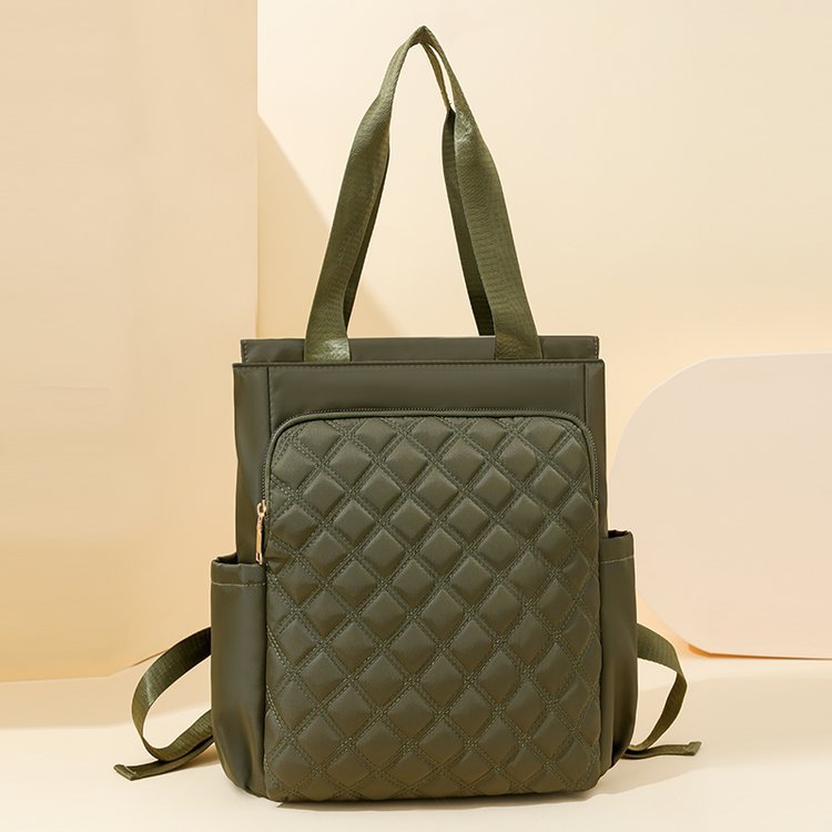 Stylish Casual Dual-handle Backpack With Embroidered Diamond-pattern Designversatile And Perfect For Everyday Use For Women
