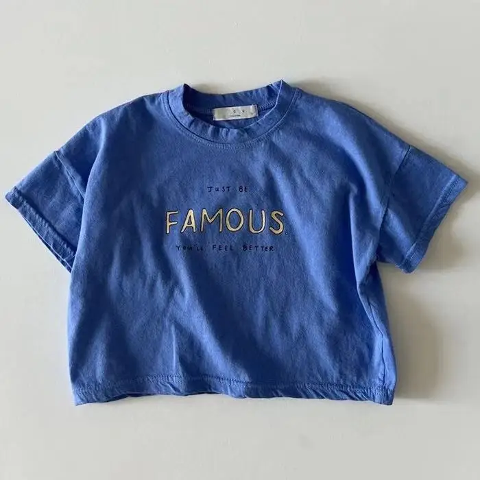Letter Crew Neck Short Sleeve Simple