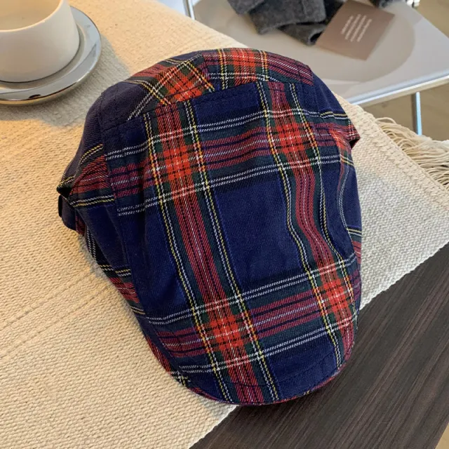 Dopamine Retro Plaid Advance Hats Women's Spring And Autumn Blue - Shop at LoveMi