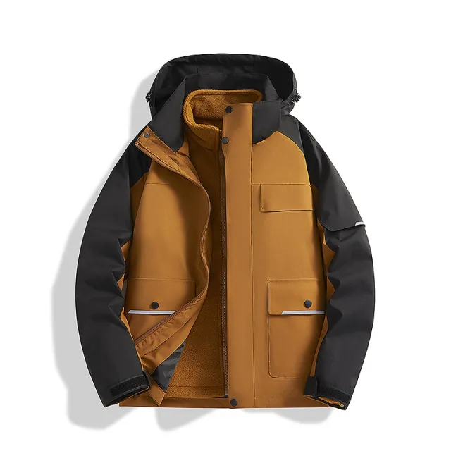 Windproof And Waterproof 3 In 1 Shell Jacket Caramel Color - Shop at LoveMi