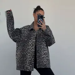 Street Leopard Print Denim Coat Female Loose Retro - Grey - View 1