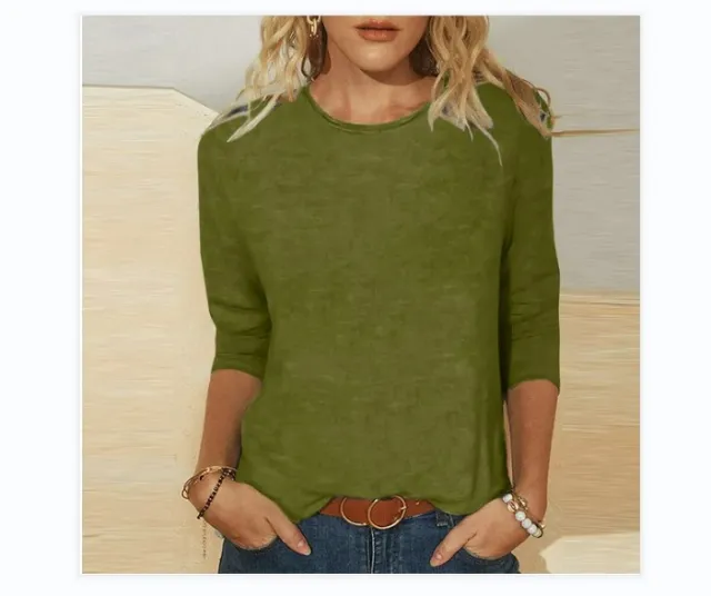 Women's Fashion Slim Fit Slimming Round Neck Printed Top Bx2356111652 - Shop at LoveMi