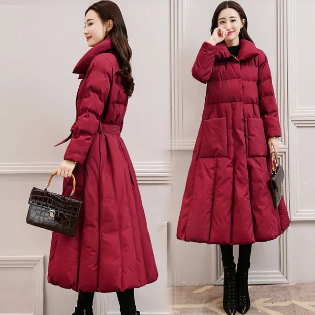 Women's Cotton padded Clothes Mid length Loose Bf Down Cotton Jacket Coat Wine - Shop at LoveMi