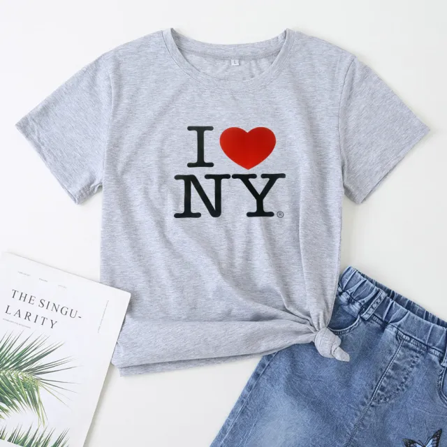 European And American Street Style Casual Letter Print Short sleeve T shirt Gray - Shop at LoveMi