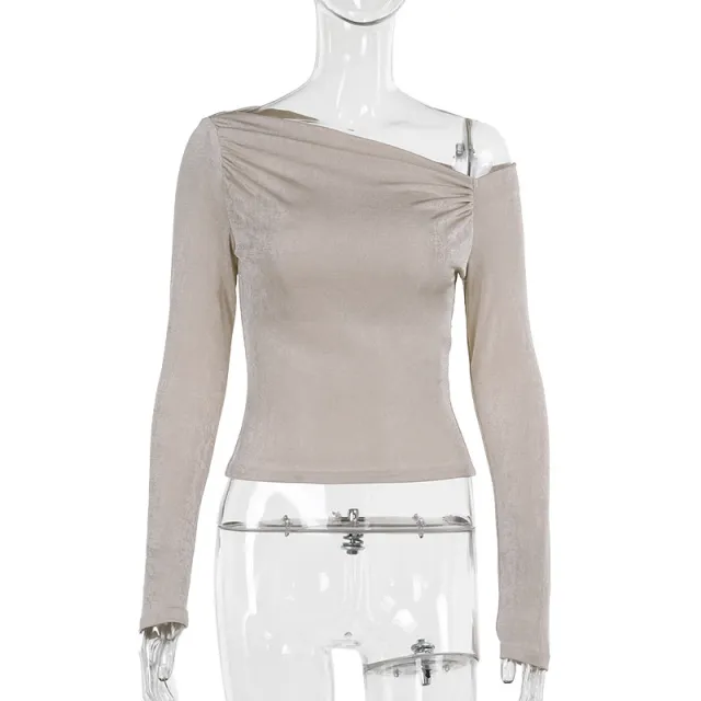 Autumn Women's Off shoulder Long sleeved Top Khaki - Shop at LoveMi