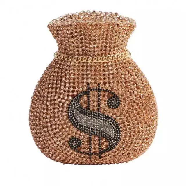 Trade Hollow Metal Purse Full Diamond Clutch Champagne - Shop at LoveMi