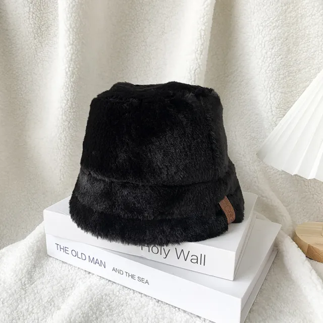 Fleece lined Warm Face covering Bucket Hat Black - Shop at LoveMi