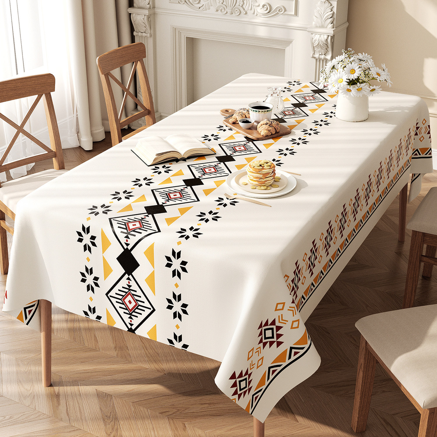 No-wash, Waterproof, Oil-resistant, Ethnic-style Fabric Tablecloth — foto 11