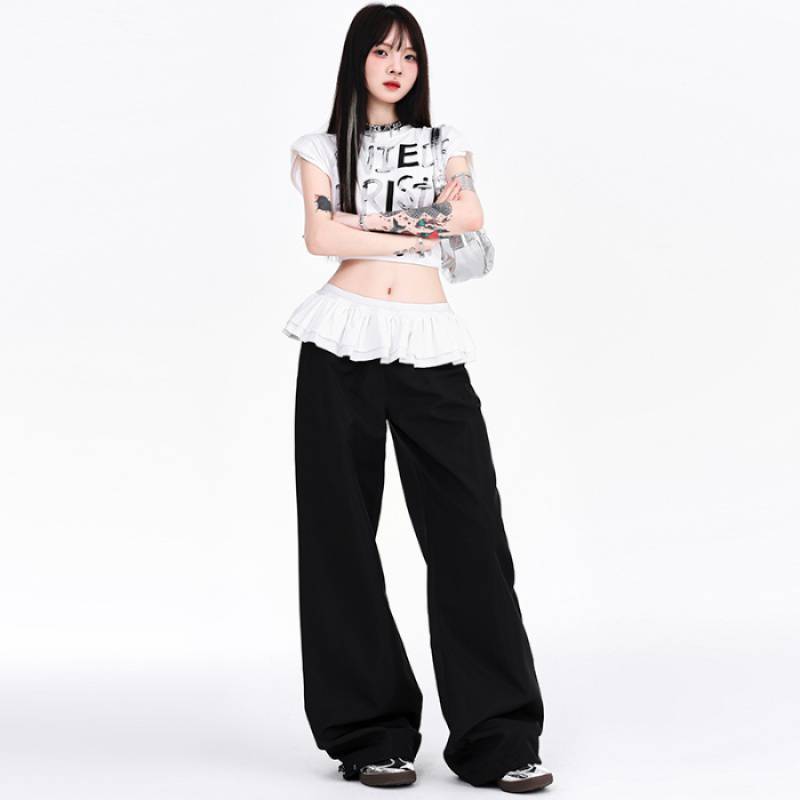 Design Ruffled Patchwork Casual Pants