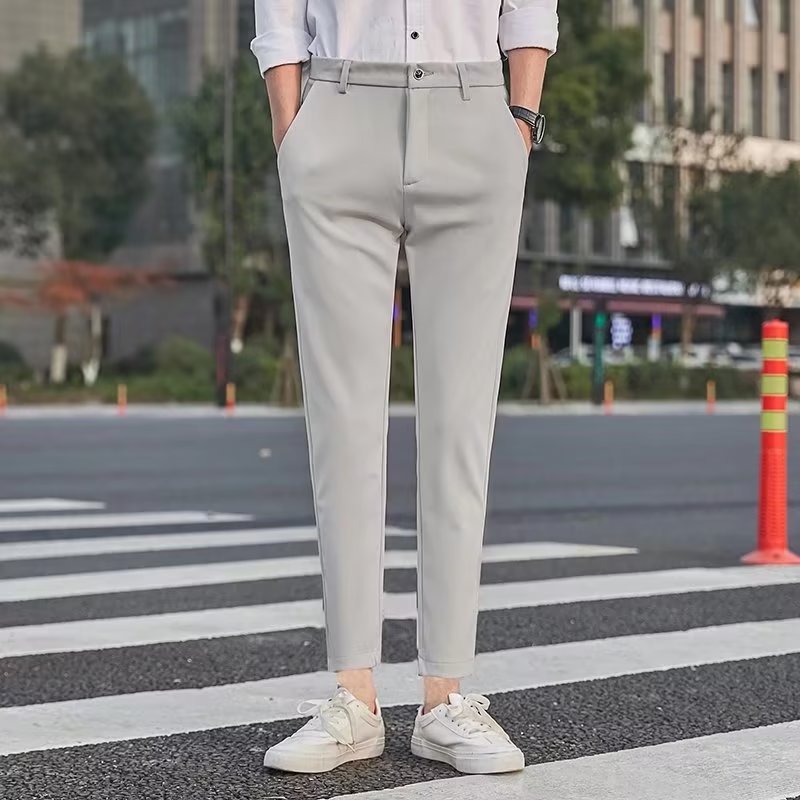 Men's Fashionable Slim-Fit Casual Drapey Cropped Trousers E3c8d83c D529 4d0f 8670 67e78b09c55e