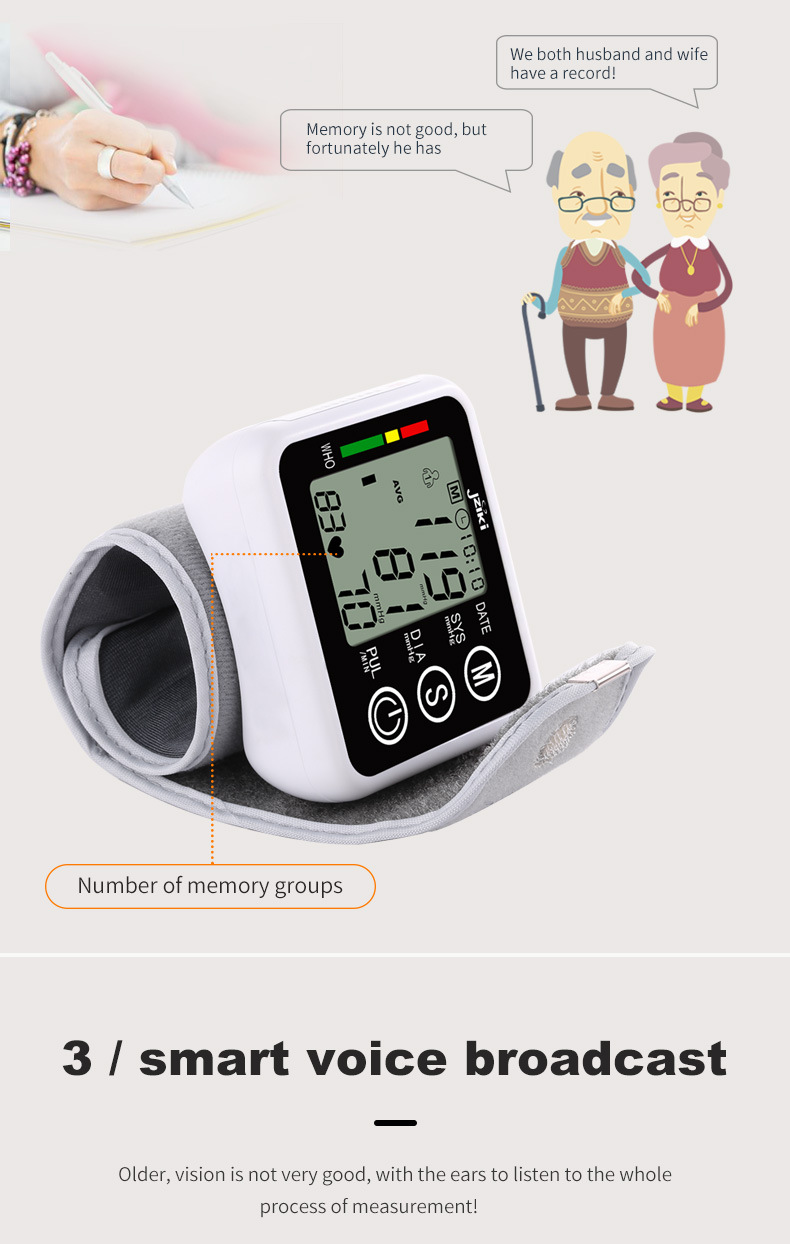 Title 4, English Wrist Electronic Sphygmomanometer Pulse...