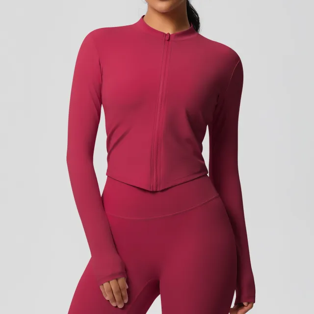 Women's Sports Tight Long Sleeve Yoga Wear Top Carmine L - Shop at LoveMi