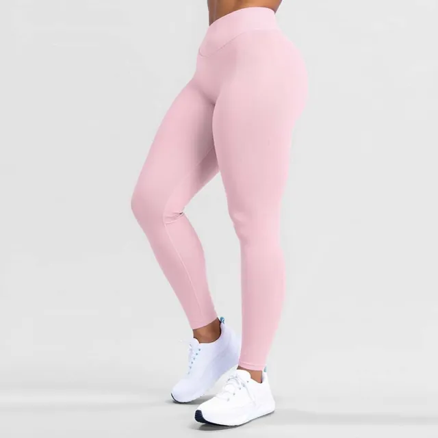 Skin friendly High waisted Tummy control Fitness Leggings Cherry Powder - Shop at LoveMi