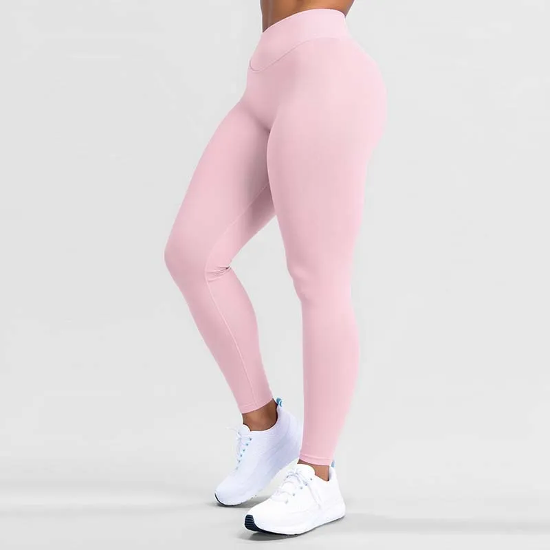 Skin-friendly High-waisted Tummy-control Fitness Leggings - Cherry Powder