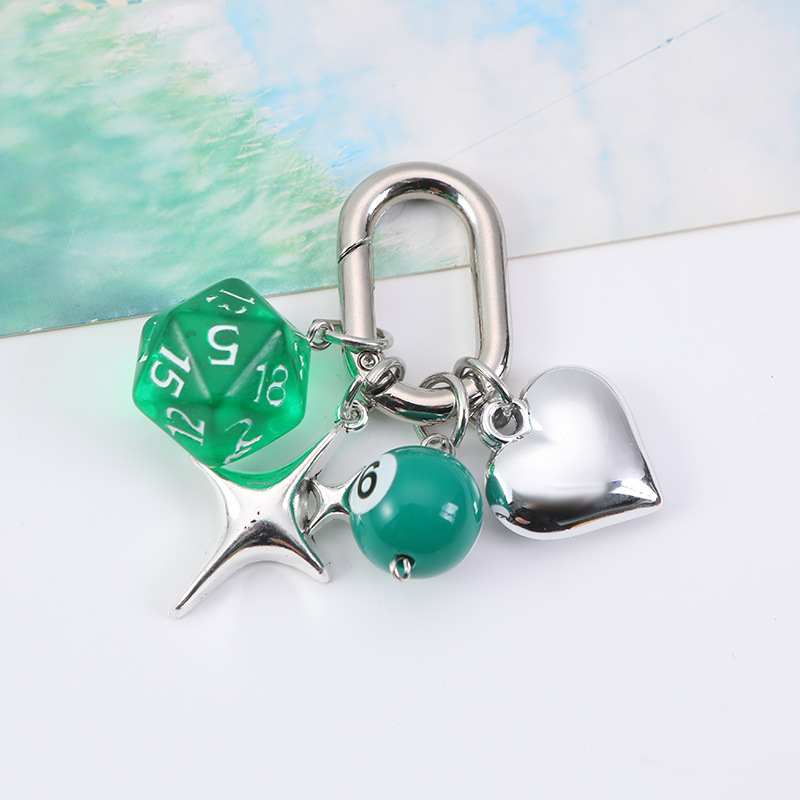 Ins Special-shaped Dice Bag Hanging Multi-sided Dice Keychain Pendant