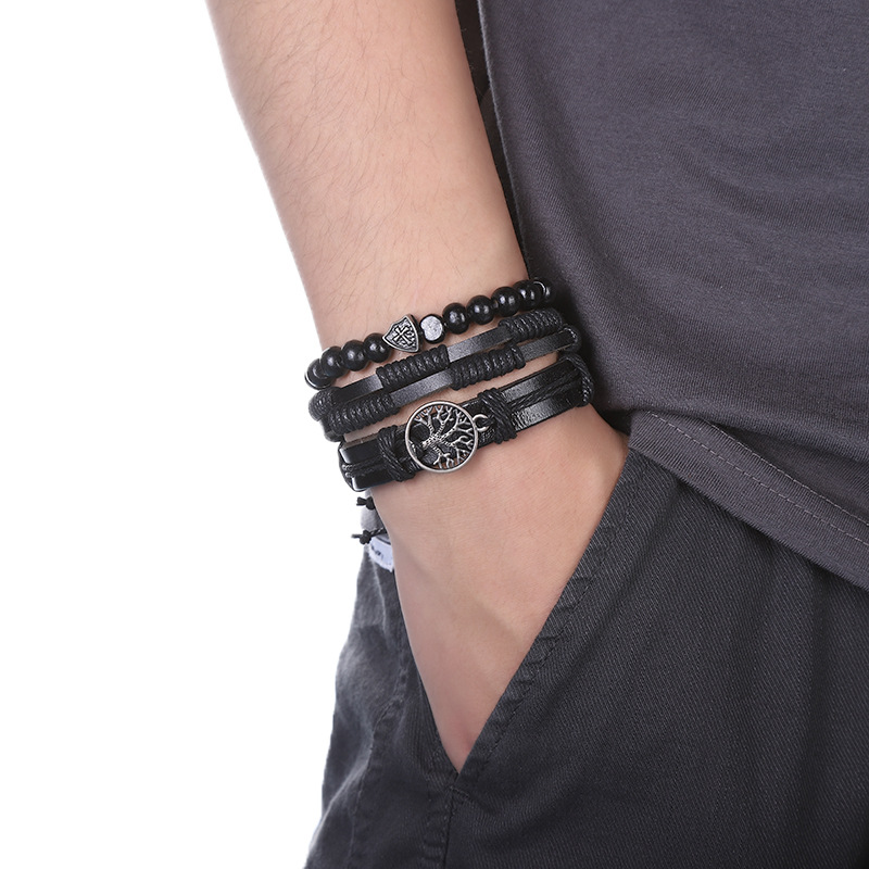 Title 8, Gewebtes Armband aus mehrschichtigem Leder, gal...